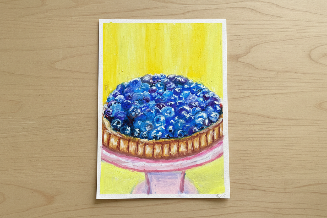 Blueberry Tart - flat lay s okraji